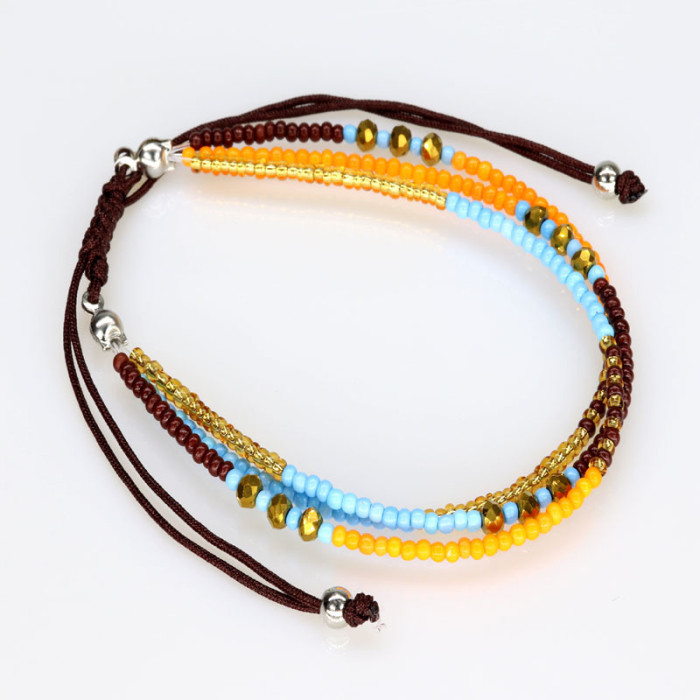 Cross-Border E-commerce Hot-Selling European and American Style Bracelet for Women and Men Hand-Woven Rice Beads Bohemian Colorful Fashion Accessories INS