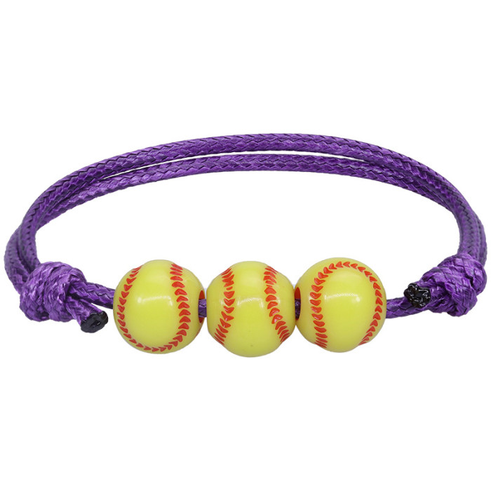 Amazon Hot-Selling Basketball Baseball Bracelet Wax Thread Woven Softball Tennis Football Soccer Wristband Sports Jewelry