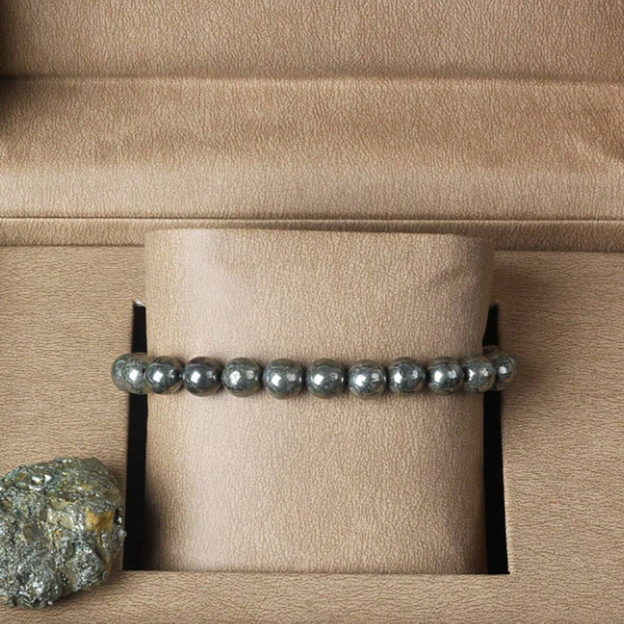 Weight Bracelet Unisex Natural Pyrite Handmade Beaded Temu Amazon Bestseller Natural Crystal Beaded
