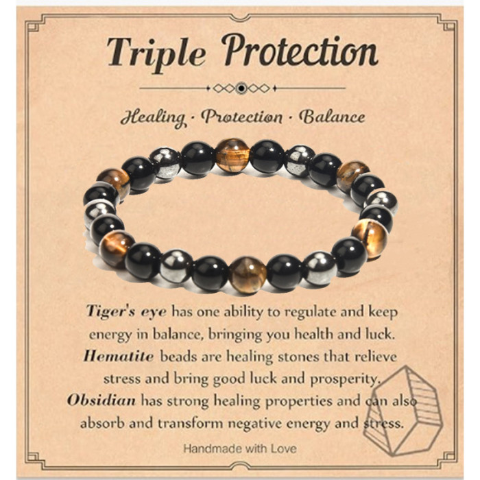 Cross-Border Men's Bracelet Tiger Eye Stone Black Gallstone Imitation Obsidian Bracelet Amazon AliExpress Cross-Border Jewelry Wholesale