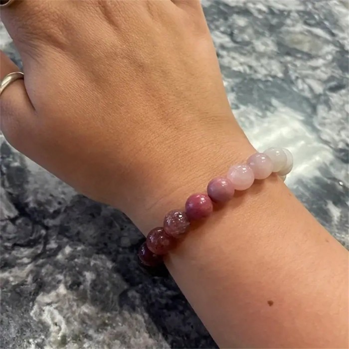 Pink Peach Blossom Natural Stone Bracelet for Women High-end Jewelry Chalcedony Red Vein Stone Bracelet Ins Style New Fashion