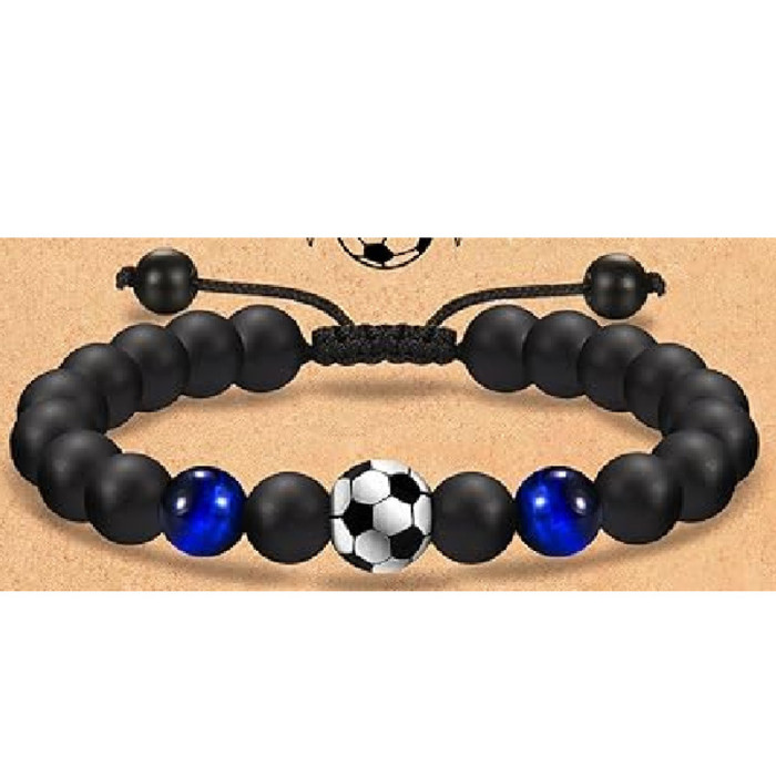 Amazon Hot-Selling Obsidian Men's Football Rugby Volleyball Hand-Woven Bracelet New Women's Beaded Bracelet