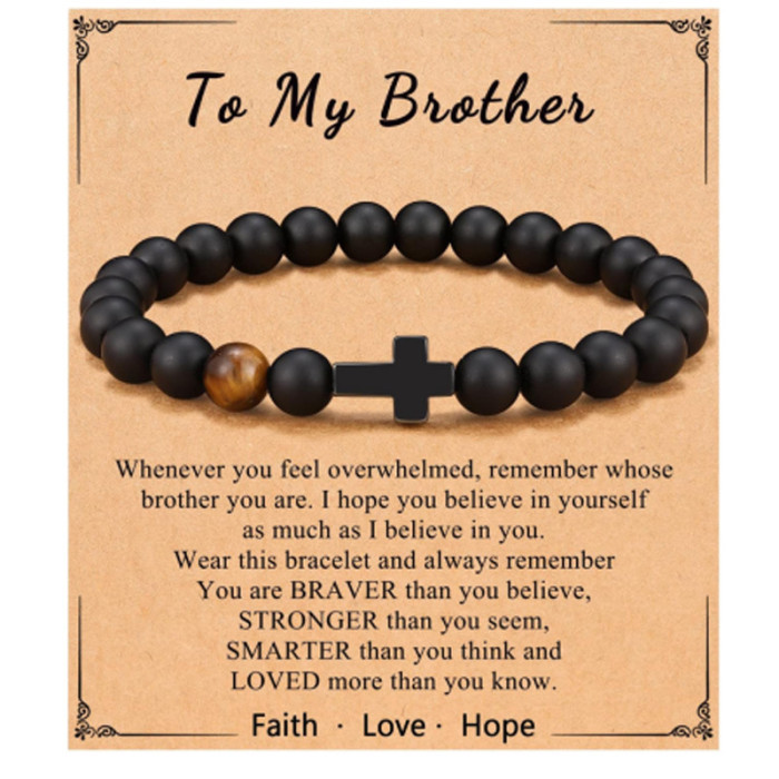 Cross-Border Hot-Selling Men's Fashion Braided Bracelet Obsidian Matte Tiger Eye Stone Volcanic Stone Beaded Pink Zebra Bracelet