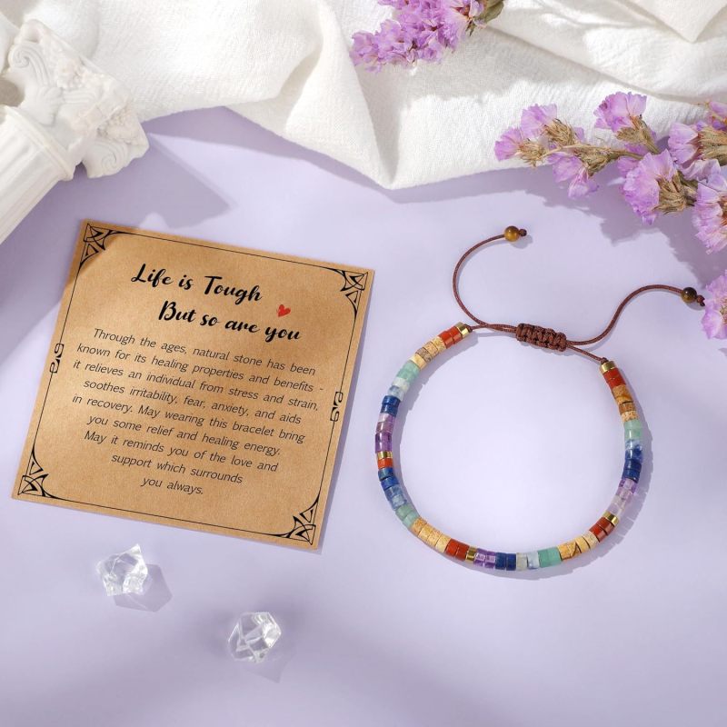 Cross-border Women's Colorful Natural Stone Woven Bracelet Inspirational Gift Adjustable Bracelet for Men and Women