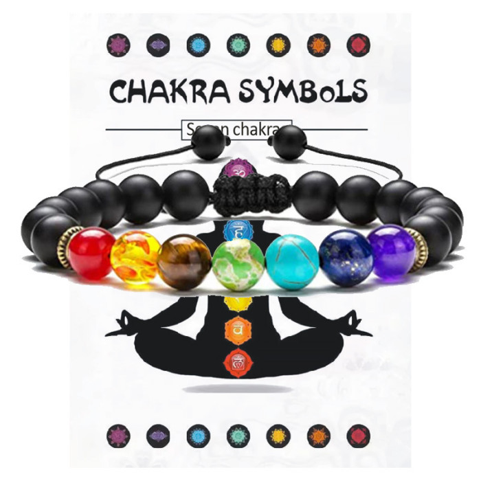 Amazon Summer Hot-Selling Seven Meridian Bracelet Non-Fading Tiger Eye Woven Yoga Wheel Beaded Bracelet Handmade