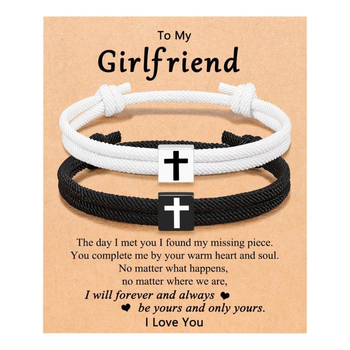 Cross Milan Rope Bracelet Back-to-School Season Easter Valentine Men's Gift Black Rope Braided Cross Milan Rope Bracelet