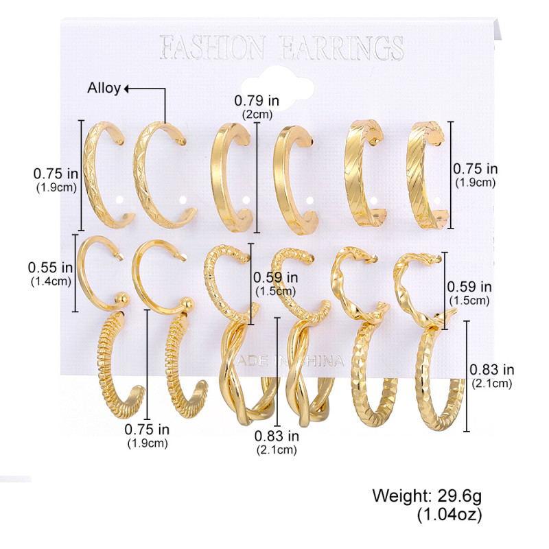 European and American Cross-Border Hot-Selling Fashion Simple Earring Set for Women, Elegant Versatile Personality Exaggerated Elegant High-End Earrings