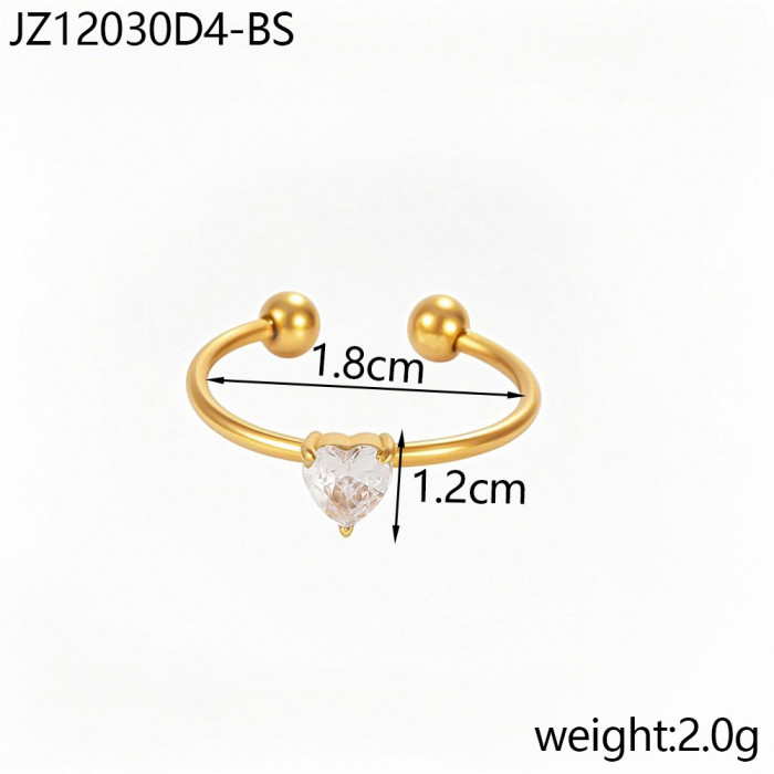 Cross-Border Hot-Selling Aperture Ring Zircon Inlaid Open Ring Stainless Steel Ins Birthstone Twisted Tail Ring