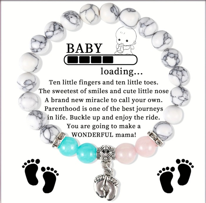 Amazon Hot Selling Cross-Border Rose Quartz Bracelet for Women with Footprint Pendant, White Pine Beads, Jewelry Gift Wholesale Crystal Beads