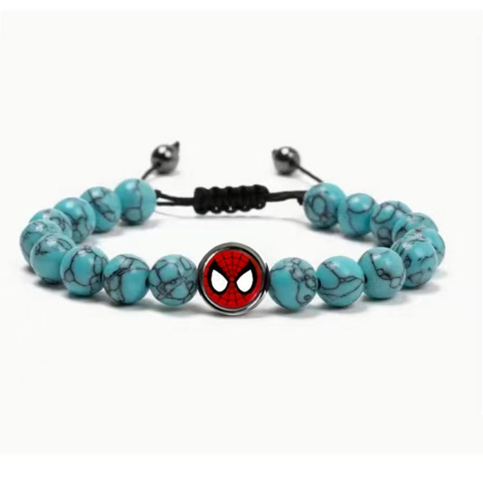 Accessories New European and American Men's Spider-Man Bracelet Tiger Eye Volcanic Stone White Pine Handmade Beaded Bracelet Beads