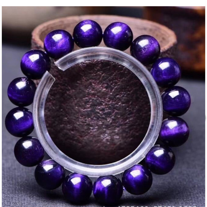 Natural Tiger Eye Stone Purple Pink Crystal Bracelet Fashion Obsidian Semi-Precious Stone Bracelet Cross-Border Trendy Jewelry Wholesale