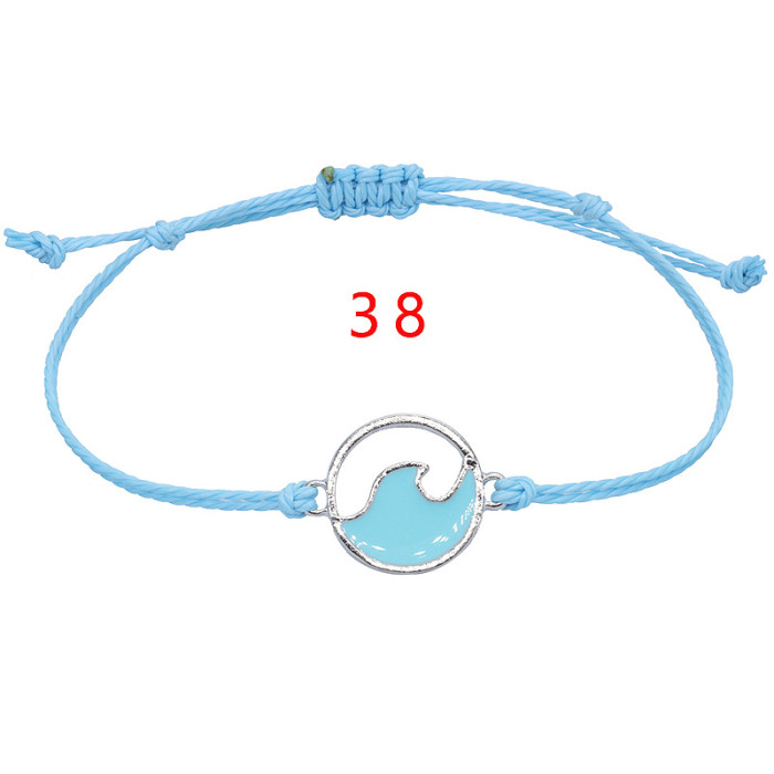 Amazon Hot Selling Surfer Wave Bracelet Waterproof Wax Thread Braided Adjustable Beach Friendship Bracelet