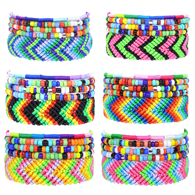 Amazon Hot-Selling VSCO Girl Bracelet Graduation Season Party Wear Handmade Woven Friendship Bracelet 5-Piece Set