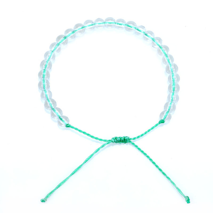 Japanese and Korean Simple Crystal Beaded Bracelet South American Oil Wax Thread Wax Thread Making Solid Color Transp...