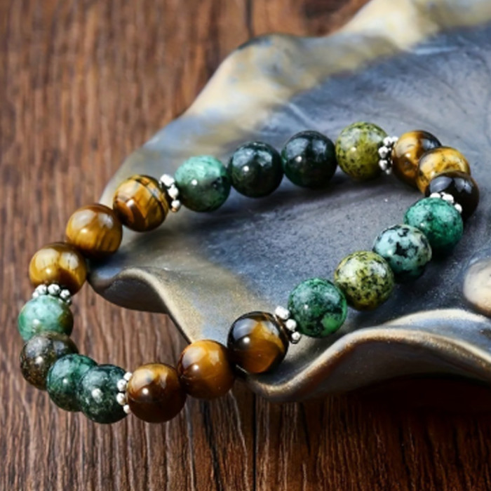 Temu Hot-Selling European and American Trend Tiger Eye Glitter Stone Agate Beaded Bracelet for Women Pink Quartz Yoga Halloween Bracelet