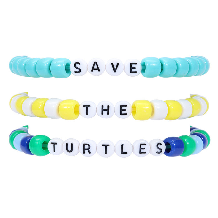 New Amazon Source Rainbow Rice Beads Beaded Bracelet Handmade Woven 26 Letter Beads Bracelet 3-Piece Set