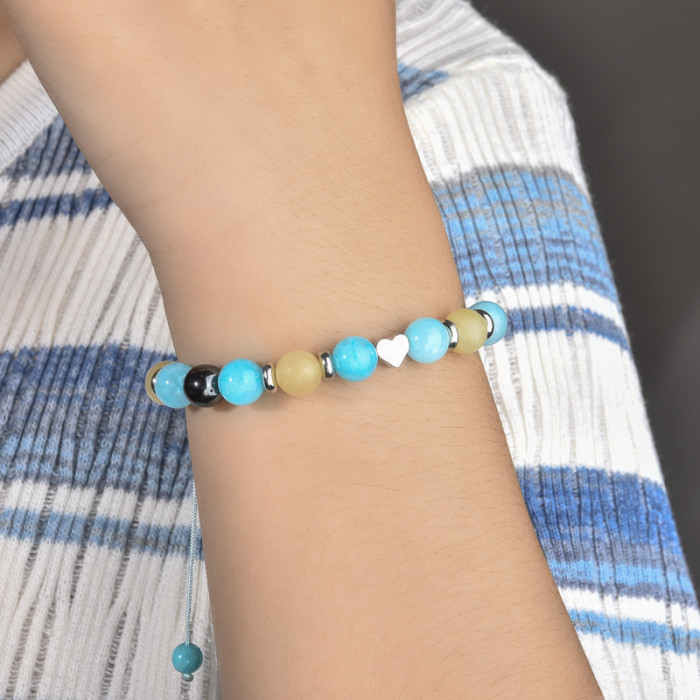 Cross-Border Jewelry Amazon Heart Bracelet Aquamarine High-End Bracelet Graduation Season Wholesale Bracelet Hot Item