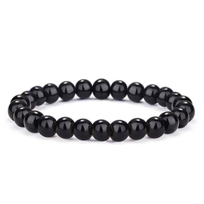 8mm Obsidian Tiger Eye White Turquoise Beaded Bracelet Volcanic Stone Rose Quartz Hematite Couple Set Bracelet Jewelry