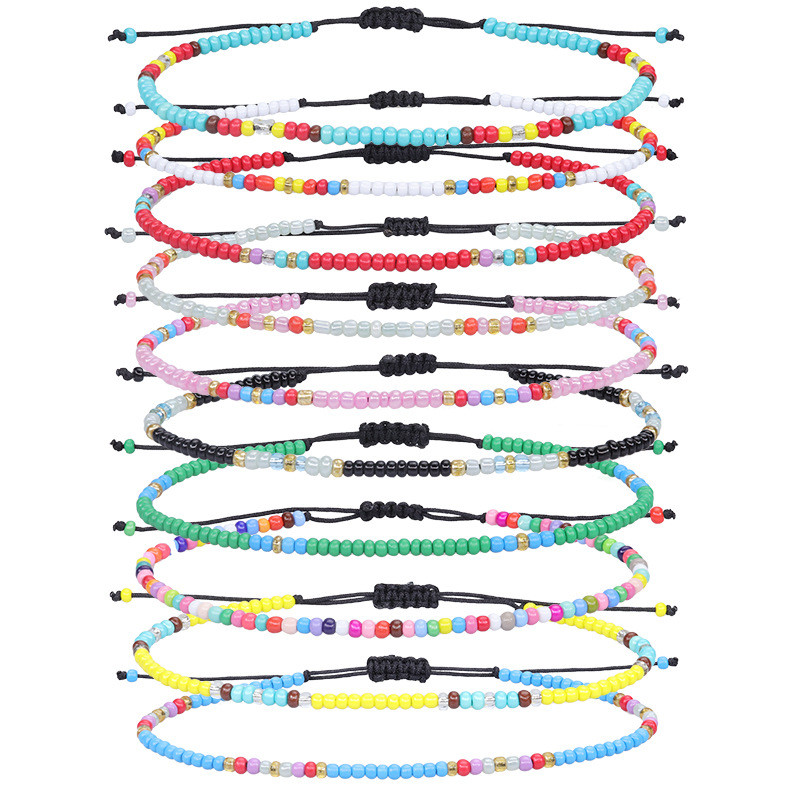 Cross-Border Hot-Selling Colorful Rice Bead Bracelet Summer Beach Surfing Hand Jewelry Manufacturer Wholesale In Stock
