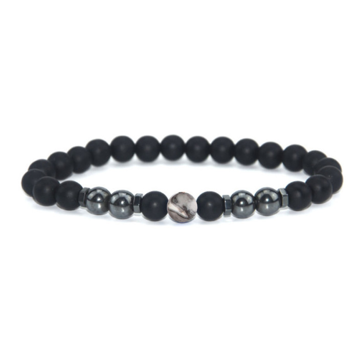 Cross-Border New Matte Black Bead Magnetic Anklet European and American Retro Snowflake Stone Magnetic Foot Jewelry Large Quantity at Great Price
