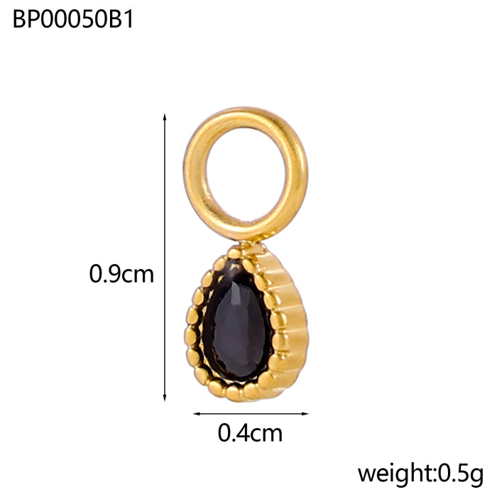 INS Style Exquisite Fashion Colorful Zircon Accessories Water Drop Pendant Stainless Steel December Birthstone, Neckl...