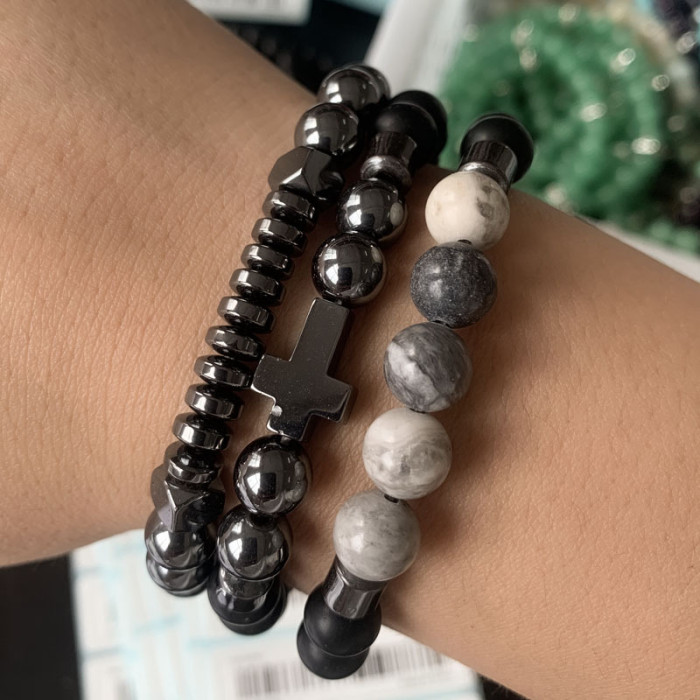 Cross-Border Foreign Trade Fashion Luxury Charm Men's Bracelet Zircon Stone Handmade Beaded Bracelet and Bangle Wholesale