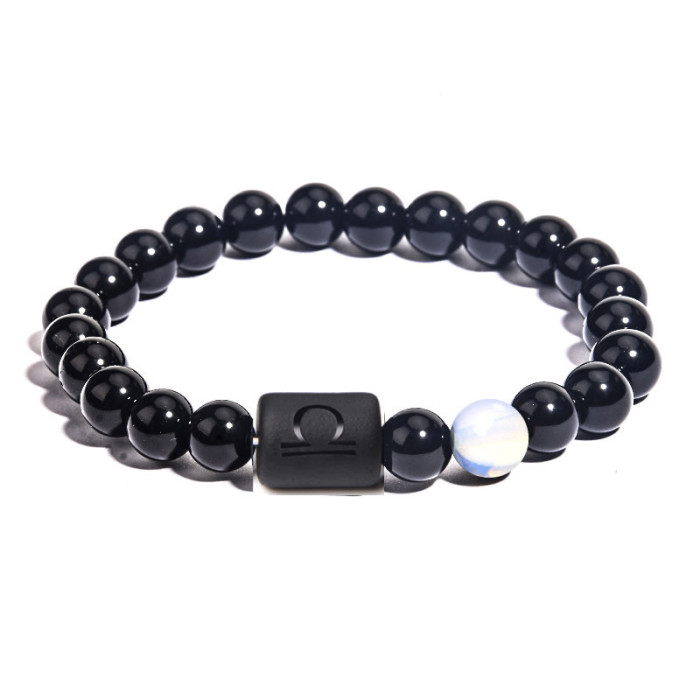 Amazon New Twelve Constellation Elastic Bracelet Men's Tigereye Agate Mixed Colorful Beads Sub-Bracelet Wish Hot Sale