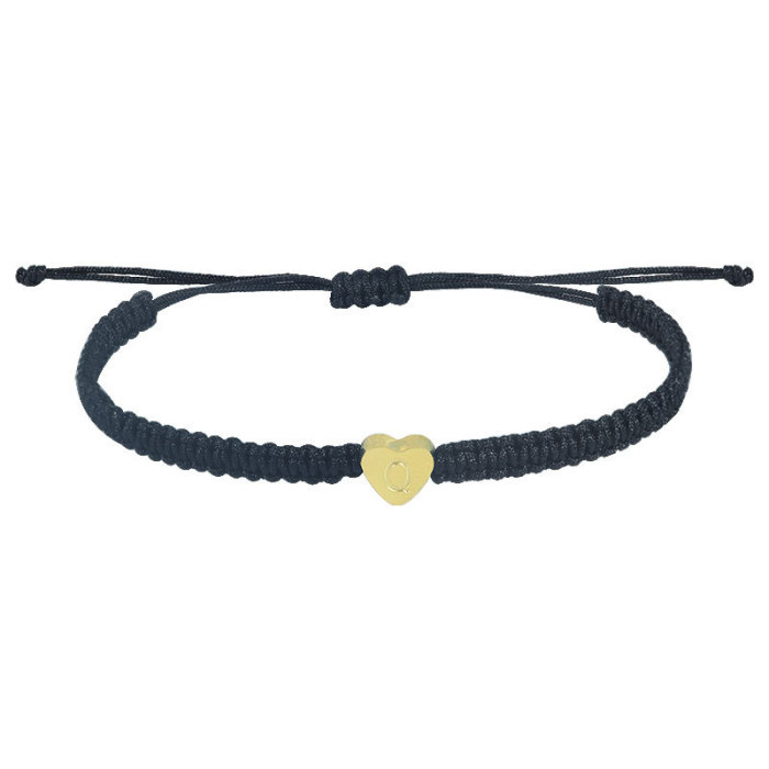 Cross-Border Hot Item 26 Heart Letters 18K Gold Stainless Steel Braided Adjustable Engraved Friendship Bracelet