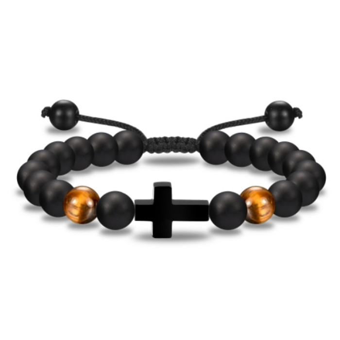 Amazon Hot-Selling Obsidian Men's Football Rugby Volleyball Hand-Woven Bracelet New Women's Beaded Bracelet