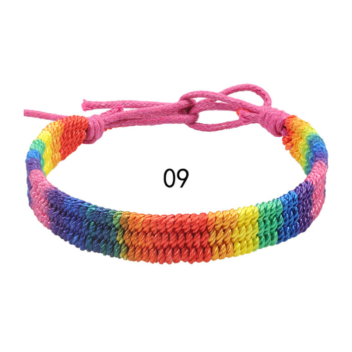 Cross-Border Hot-Selling Colorful Red Rope Bracelet Hand-Woven Rainbow Friendship Bracelet Bohemian Style Jewelry In Stock
