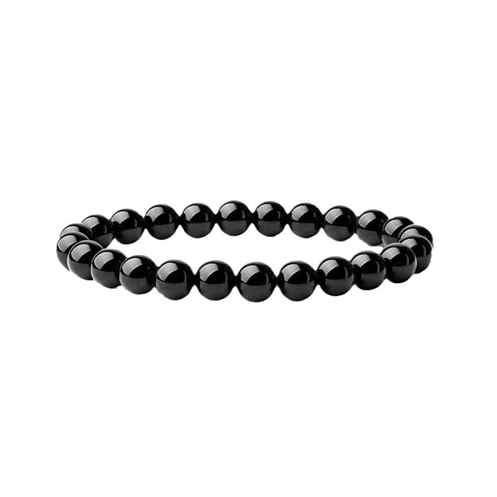 Cross-Border European and American Men's Stone Bead Bracelet Set Decorations Round Beaded Bracelet for Men and Women Agate Elastic Beaded Bracelet