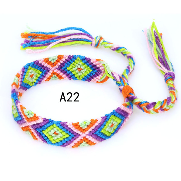 Hot-Selling Woven Bracelet Nepal Ethnic Style Handmade Woven Rainbow Lucky Fortune Friendship Bracelet