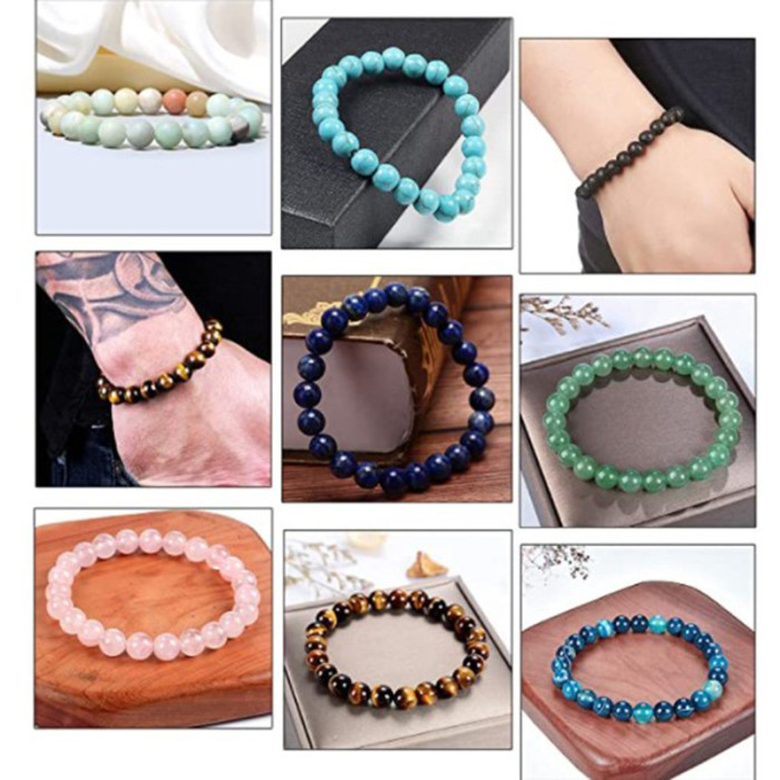 Cross-Border Hot-Selling 8mm Stone Bracelet Amazon Volcanic Stone Tiger Eye Stone Set Bracelet Wholesale Beaded Bracelet