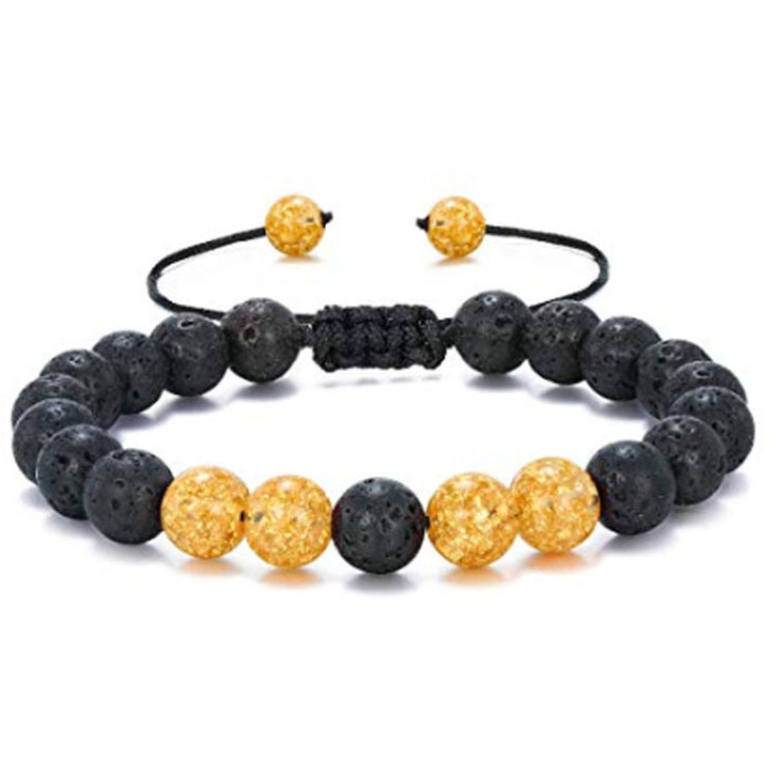 Cross-Border New Product European and American 8mm Turquoise Volcanic Stone Braided Bracelet Energy Yoga Beaded Turquoise Tiger Eye Bracelet