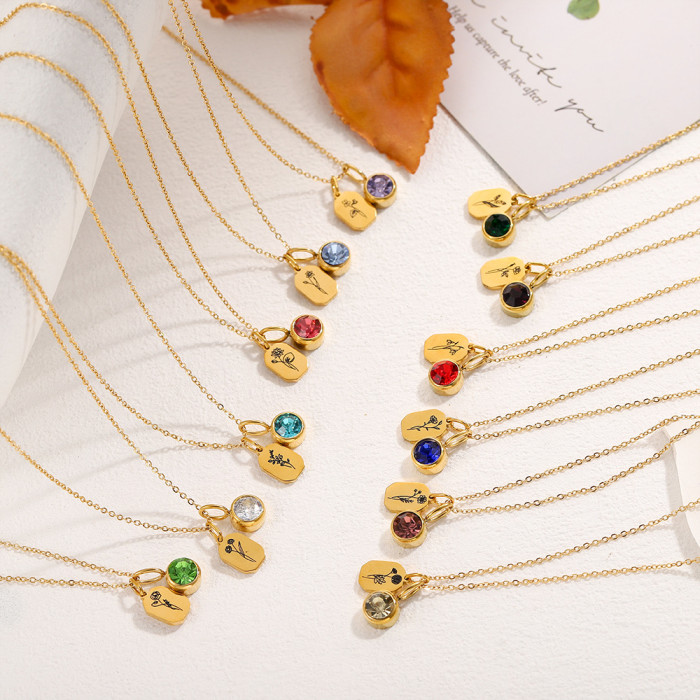 Cross-Level Hot Sale New Zircon Flower Pendant Stainless Steel Women's Necklace Unique Design DIY Pendant