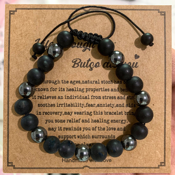 Cross-Border Jewelry Pink Zebra Stone Bead Bracelet Festival Gift for Men and Women Friendship Heart Bead Bracelet Wholesale Hot Item