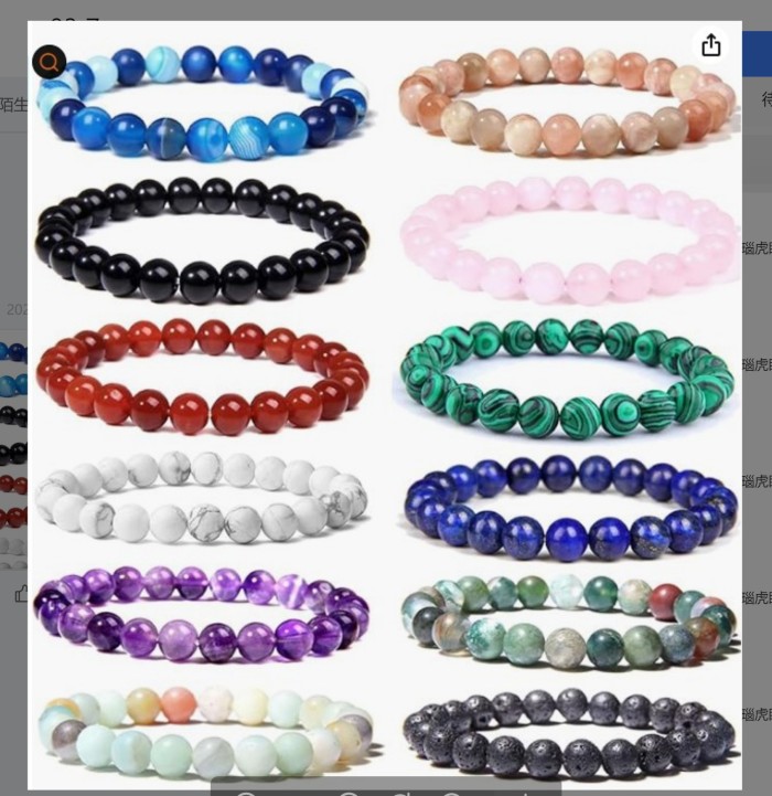 Amazon Hot Sale 8mm Stone Bracelet Amazon Volcanic Stone Tiger Eye Stone Rose Quartz Elastic Bracelet Set Wholesale