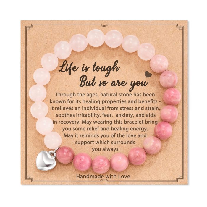 New 8mm Pink Zebra Bead Bracelet Holiday Gift for Men and Women Friendship Heart Bead Bracelet Amazon