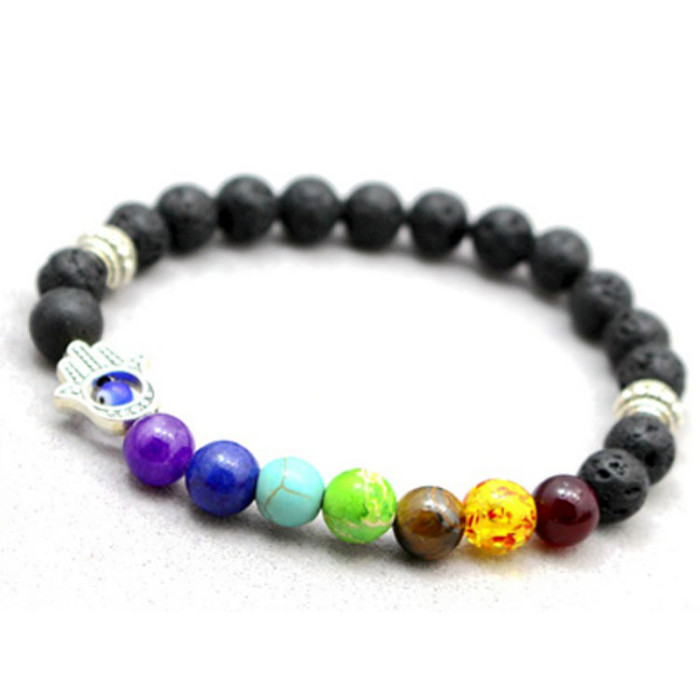 Amazon Hot Selling European and American Volcanic Stone Beads Agate Bracelet Wholesale Cross-Border Popular Handmade Jewelry