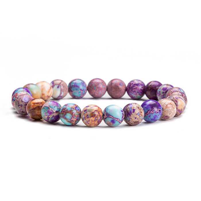 New Arrival Agate Pink Crystal Aquamarine Beaded Bracelet Tiger Eye Elastic Bracelet Amazon Foreign Trade Jewelry