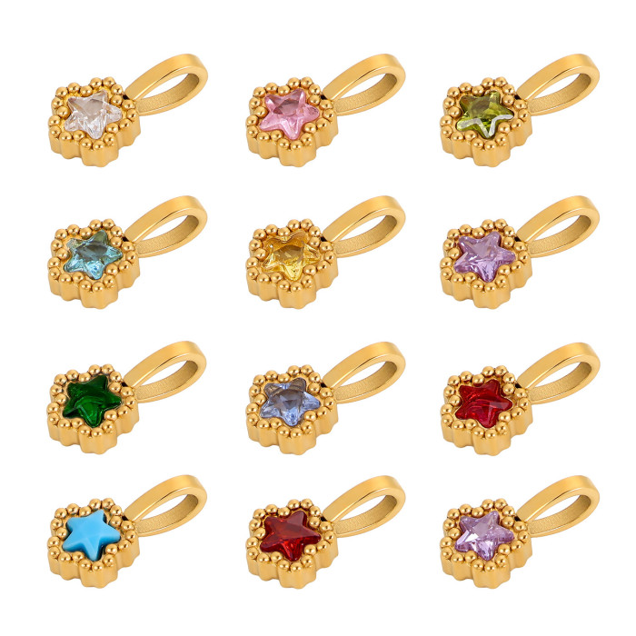 Five-Pointed Star Zircon Pendant Accessories DIY Series Niche December Birthstone Jewelry Accessories Wholesale, Neck...