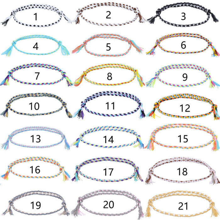 Cross-Border New Simple Peace Buckle Four-Strand Colorful Hand Rope Wenwan Thread Bracelet Handmade Woven Red Rope Bracelet