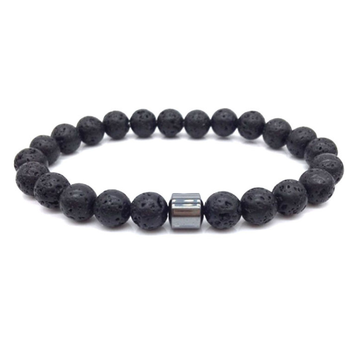 Cross-Border Fashion Jewelry Wholesale New Black Stone Tiger Eye Bead Bracelet Map Stone Bracelet Magnetic Bracelet New Arrival