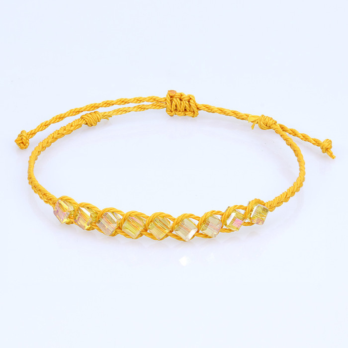 New Crystal Woven Bracelet Factory in Stock Style Cubic Crystal Beads Handmade Friendship Bracelet
