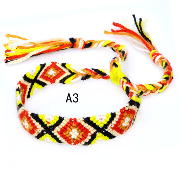 Hot-Selling Woven Bracelet Nepal Ethnic Style Handmade Woven Rainbow Lucky Fortune Friendship Bracelet