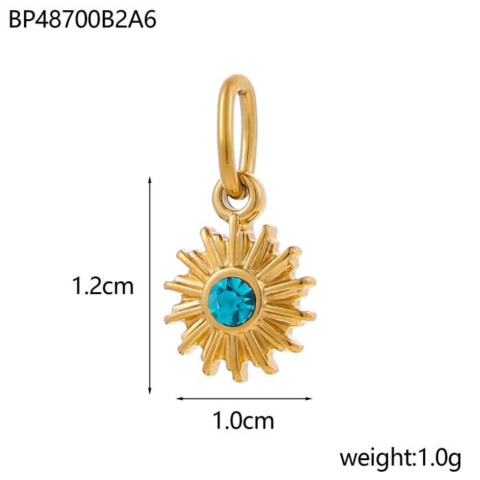 Sun Star Moon Bohemian Natural Stone Titanium Steel Pendant Star DIY Jewelry Accessories Crescent Stainless Steel Pendant