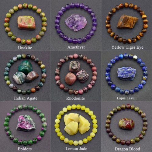 Amazon TEMU Amethyst Tiger Eye Stretch Bracelet Rose Quartz Agate Mixed Color Beads Bracelet WISH Hot Item