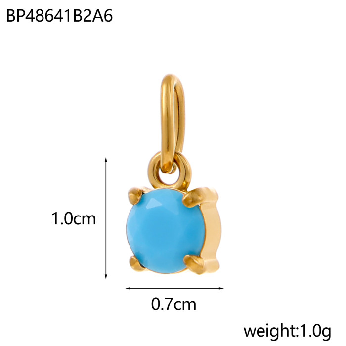 Handmade DIY Jewelry Accessories Stainless Steel Zircon Small Pendant Titanium Steel Claw Setting Round Water Drop Zircon Pendant