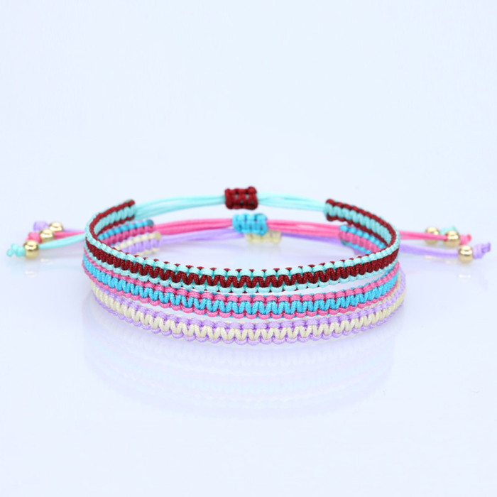 Amazon Hot Sale Hand Weaving Bracelet Flat Knot Friendship Carrying Strap Spot Multi-Color Optional