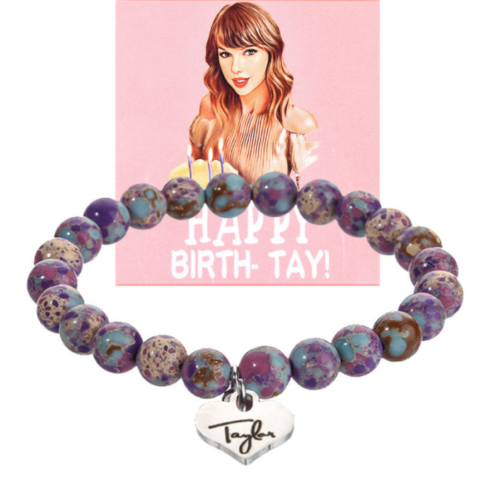 Custom Stainless Steel Taylor Agate Crystal Bracelet Woven Heart Pendant Pink Zebra Green Imperial Stone